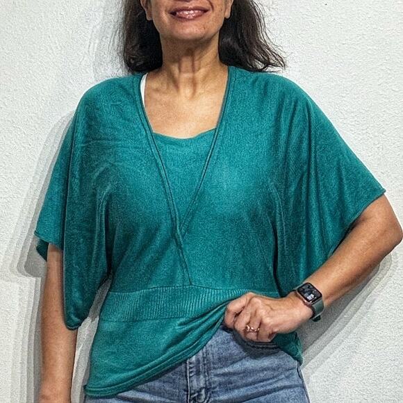 DFA New York Green Handkerchief Sweater Sz L - Picture 1 of 11